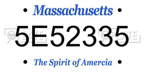 5E52335 Massachusetts License Plate