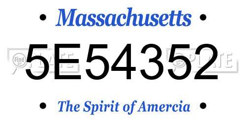 5E54352 Massachusetts License Plate