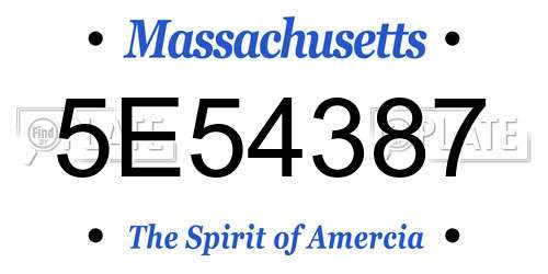 5E54387 Massachusetts License Plate