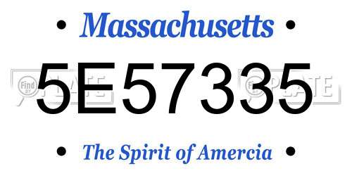5E57335 Massachusetts License Plate