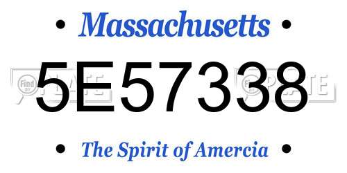 5E57338 Massachusetts License Plate