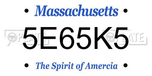 5E65K5 Massachusetts License Plate