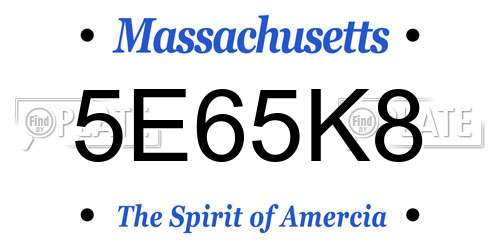 5E65K8 Massachusetts License Plate