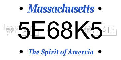 5E68K5 Massachusetts License Plate