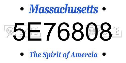 5E76808 Massachusetts License Plate