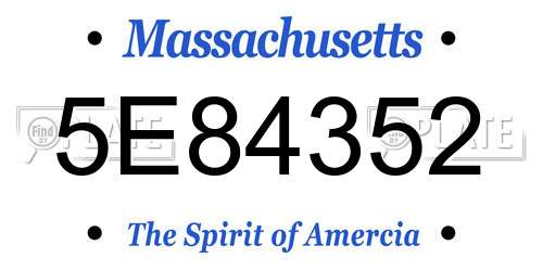5E84352 Massachusetts License Plate