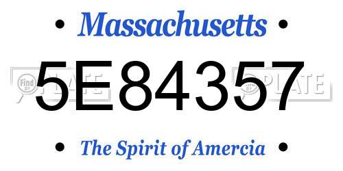 5E84357 Massachusetts License Plate