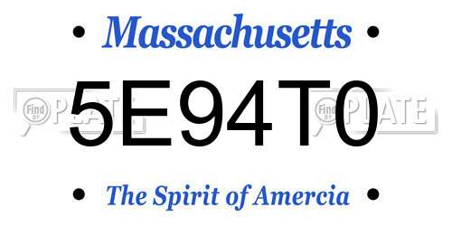 5E94T0 Massachusetts License Plate