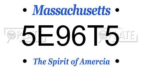 5E96T5 Massachusetts License Plate
