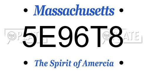 5E96T8 Massachusetts License Plate