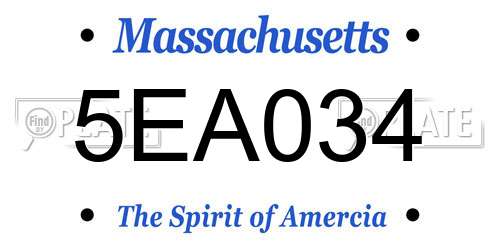 5EA034 Massachusetts License Plate