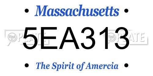 5EA313 Massachusetts License Plate