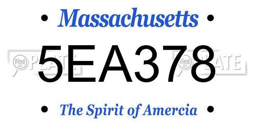 5EA378 Massachusetts License Plate