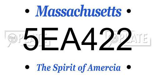 5EA422 Massachusetts License Plate