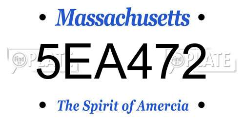5EA472 Massachusetts License Plate