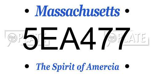 5EA477 Massachusetts License Plate