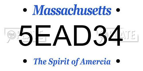 5EAD34 Massachusetts License Plate