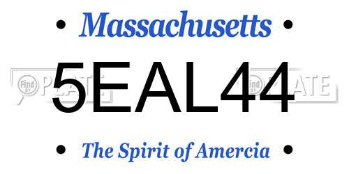 5EAL44 Massachusetts License Plate