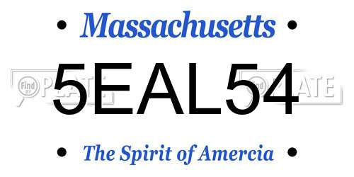 5EAL54 Massachusetts License Plate