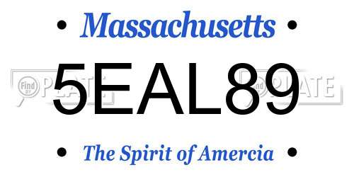 5EAL89 Massachusetts License Plate