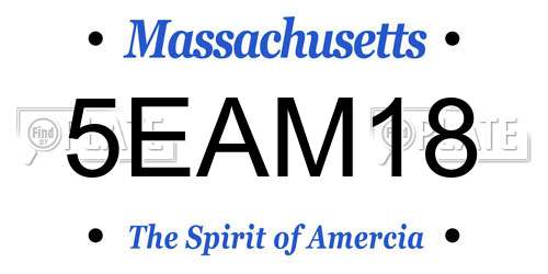 5EAM18 Massachusetts License Plate