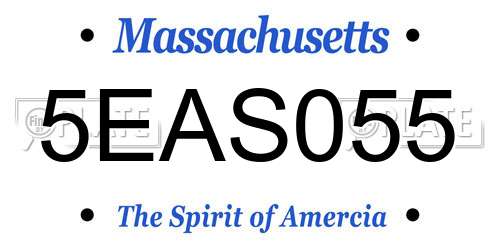 5EAS055 Massachusetts License Plate