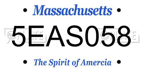 5EAS058 Massachusetts License Plate