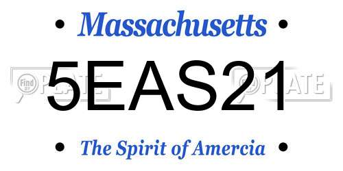 5EAS21 Massachusetts License Plate