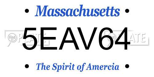 5EAV64 Massachusetts License Plate