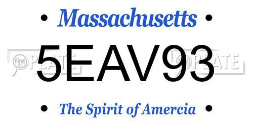 5EAV93 Massachusetts License Plate