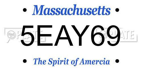 5EAY69 Massachusetts License Plate