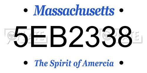 5EB2338 Massachusetts License Plate