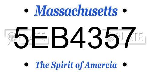 5EB4357 Massachusetts License Plate