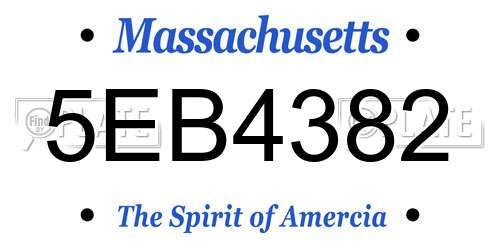 5EB4382 Massachusetts License Plate