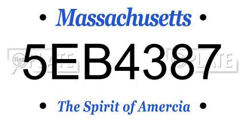 5EB4387 Massachusetts License Plate