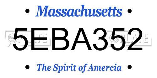 5EBA352 Massachusetts License Plate