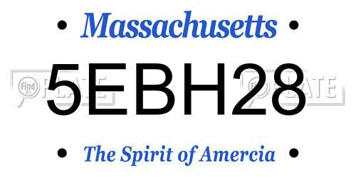 5EBH28 Massachusetts License Plate