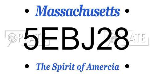 5EBJ28 Massachusetts License Plate