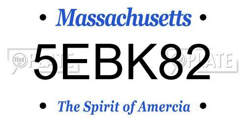 5EBK82 Massachusetts License Plate