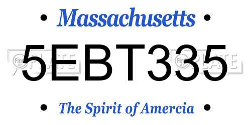 5EBT335 Massachusetts License Plate