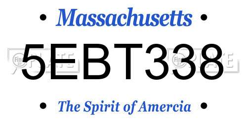 5EBT338 Massachusetts License Plate