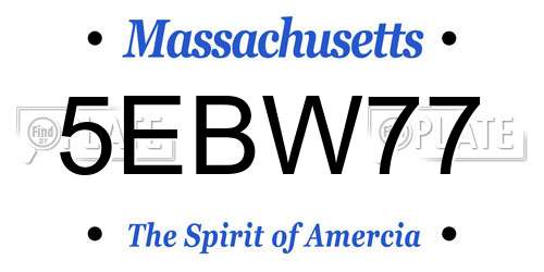 5EBW77 Massachusetts License Plate