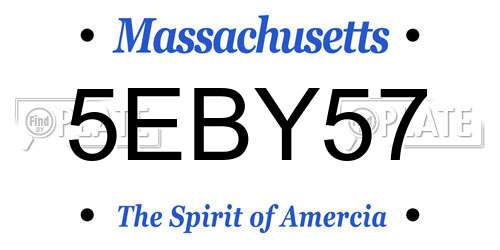 5EBY57 Massachusetts License Plate