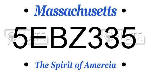 5EBZ335 Massachusetts License Plate
