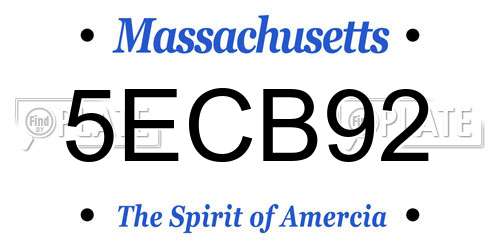 5ECB92 Massachusetts License Plate