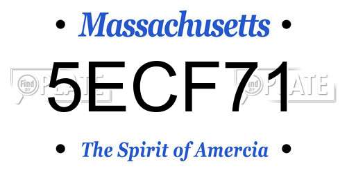 5ECF71 Massachusetts License Plate