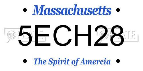 5ECH28 Massachusetts License Plate