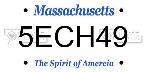 5ECH49 Massachusetts License Plate