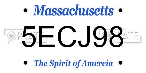 5ECJ98 Massachusetts License Plate