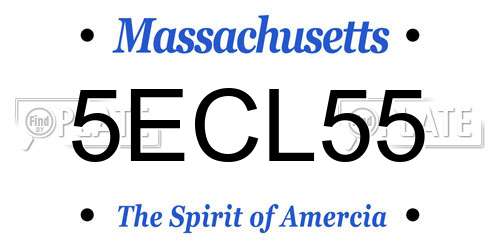 5ECL55 Massachusetts License Plate